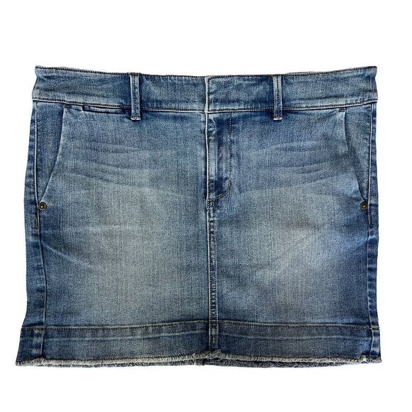 Ann Taylor Loft Blue Denim Mini Skirt with Raw Hem NWT Size 6 - Picture 1 of 15